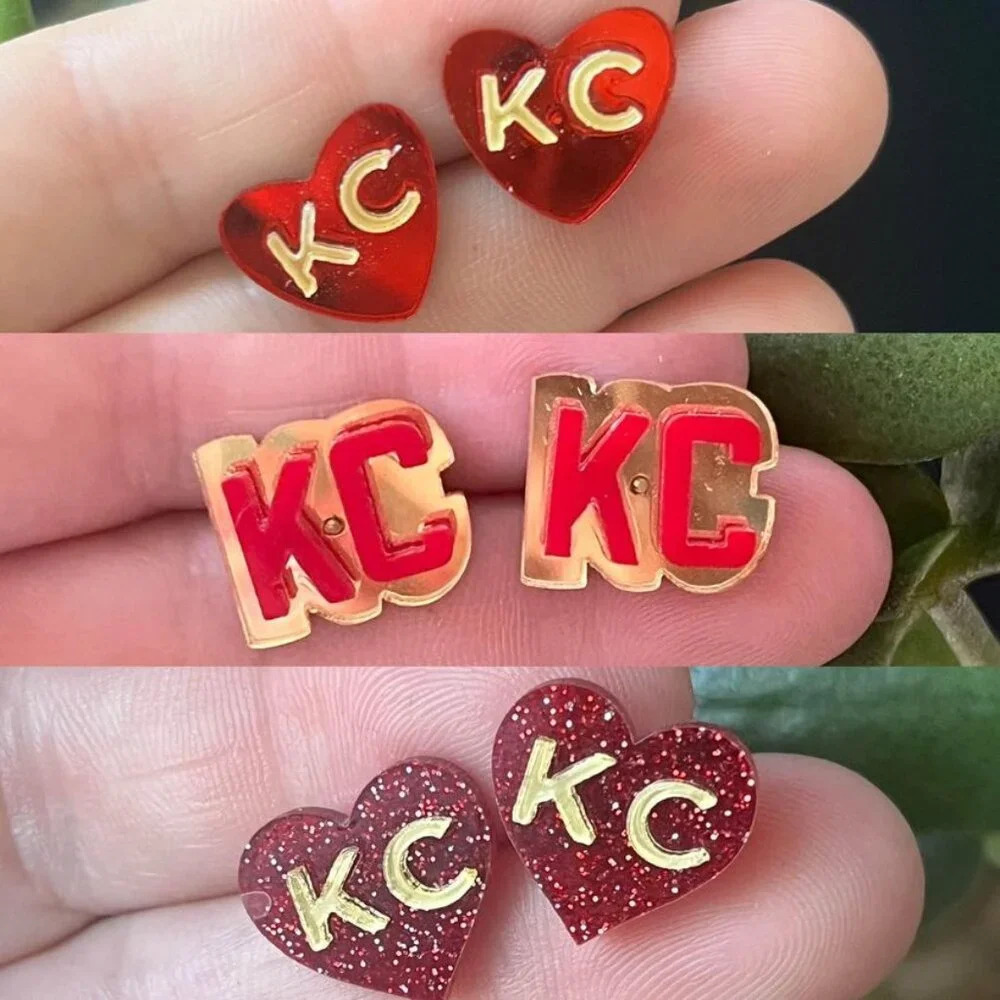 BRAND NEW lightweight acrylic Kansas City Chiefs stud earrings :3 options!
